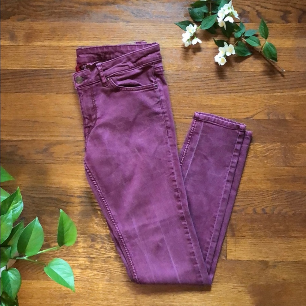 Burgundy skinny jeans, H&M, size US 10.